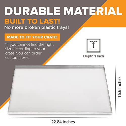 Pinnacle Systems (Galvanized, 22.84" L X 16.6" W X 1") Metal Replacement Dog Crate Pan Chew Proof Crack Proof Pet Kennel Tray Central Dog Crate Pan Pet Supplies - size: 23.0"L x 17.0"W x 1.0"H