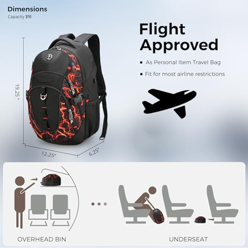 Swissdigital Laptop Backpack with USB Charging Port, Travel Backpack Fits 15.6 inches Computer, 31L Backpack for Men, Flame Red | SD803-97 - color: Flame Red