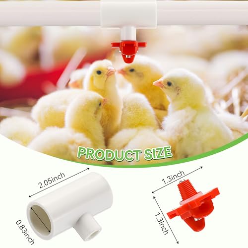 Enhon 12 Pack Chicken Water Nipples, DIY Auto Watering System 1/2" PVC Tee | Horizontal Side Mount Poultry Water Nipple Waterer Drinker and for Ducks Quail and Other Poultry
