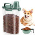3 Lbs Pet Dog Food Storage Container for Bird Seed Rice Flour - Pine Green | Cat Food Containers with Collapsible Bowl for Travel Airtight 5 Lbs Rice Cereal Oatmeal Holder with Pour Spout Measuring Cup - color: Pine Green-3L