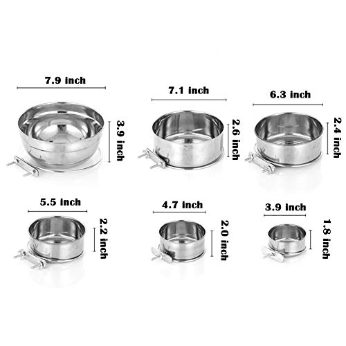 JiangYanus Stainless Steel Hanging Pet Bowls, Dog Crate Food and Water Bowl | Metal Coop Cups with Clamp Holder Detachable Cage Kennel Bowl Feeder Dish for Dogs Cats Birds Ferret Rabbit and Small Animals - color: 4.7" x 2.2"