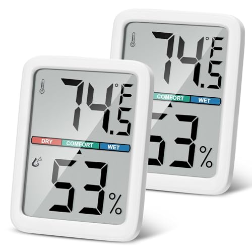 Digital Thermometer Hygrometer, Large LCD Screen Room Thermometer Temperature, Wall Thermometer Humidity Indoor with High Accuracy, Suitable for Greenhouse, Home and Office Measuring Devices
