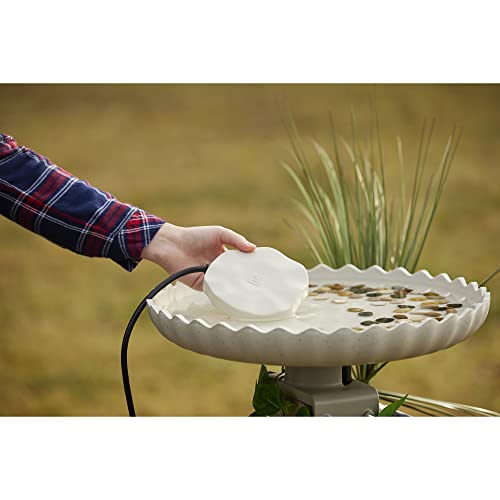 Farm Innovators HR-75 Outdoor Premium Cast Aluminum Decorative Heated Rock Automatic Bird Bath De-Icer for Harsh Winters, 75 Watts, Beige | Thermostatically controlled heater operates only when needed, safe in all birdbaths, aluminum w/finish that resembl