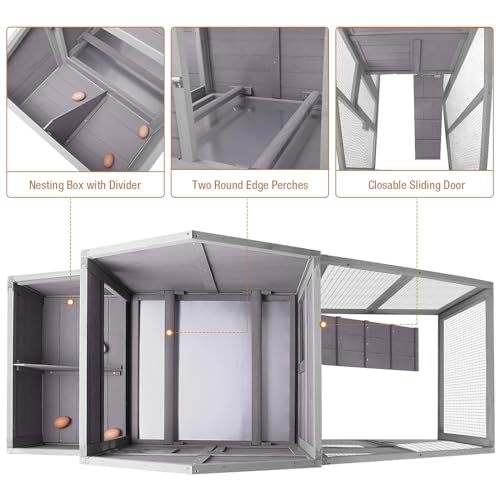 GUTINNEEN Chicken Coop Movable Chicken House On Wheel Portable Hen House Duck Coop for 2-4 Chickens 65"