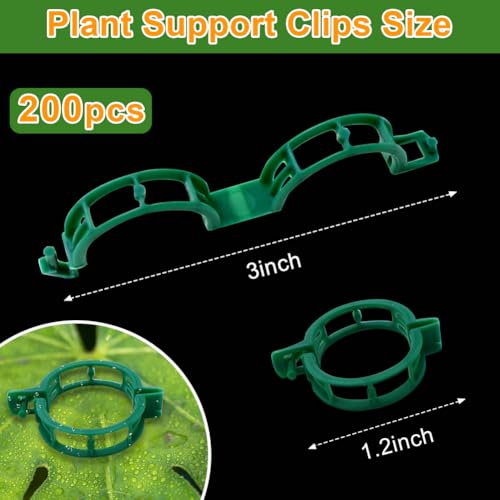 200 Pcs Plant Support Tomato Clips, Garden Clips, Crop Clips for Vine Vegetables, Fixing Tomato, Sweet Pepper, Eggplant, Makes Plants Grow Upright and Healthier（Green） - color: Green