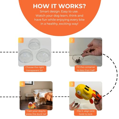 Duck Dog Treat Dispenser, Interactive Puzzle Toy, Slow Feeder Dog Bowls