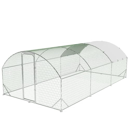 GarveeLife Large Metal Chicken Coop, Dome Shape Chicken Coop with Upgrade Tri-Supporting, Large Chicken Run with Waterproof and Anti-UV Cover (19.7 ft L x 9.8 ft W x 6.6 ft H) - size: 232.2"L x 78.7"W x 78.4"H