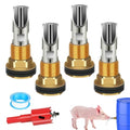 4 Pack Pig Waterer Nipple Kit, Hog Water Nipples for Barrels | Automatic Pig Nipple Water Drinker，304 Stainless Steel，28 mm Hole Opener, PTFE Tape, Pigs and Goats - color: Coppery-4 Pcs