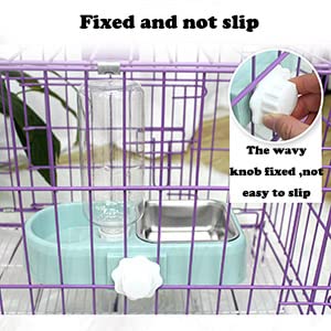 Love Dream Crate Dog Bowl, No Spill Kennel Hanging Pet Food Water Bowl Set | Automatic Water Dispenser and Removable Stainless Steel Bowls Raised Double Bowls for Indoor Cats, Rabbit, Small Medium Dogs - color: Pink