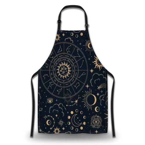 Cook Apron for Women Magic Astrology with Constellations Fun Aprons for Men for Kitchen Cooking Restaurant BBQ Painting Crafting 27” (W) x 31” (H), Waterproof Apron - color: Astrology