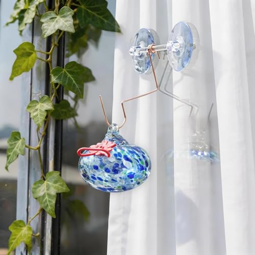 Glass Window Hummingbird Feeder with Suction Cup for Close Bird Watching - color: 1Pcs-Blue