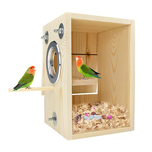 Bird Nest Box Parakeet Breeding Nest Box Bird Nest House Wooden Acrylic Transparent Breeding Box for Finch Lovebirds Cockatiel Budgie Conure Parrot - size: Small