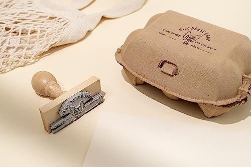 Stamp by Me | Egg Cartons Stamp | Personalized Eggs Carton Stamps | Chicken Eggs Stamper | Custom Wooden Rubber Stamp | Self-Inking Labels | Farm Stampers | Black Ink | Mini, Medium or Big Stamping