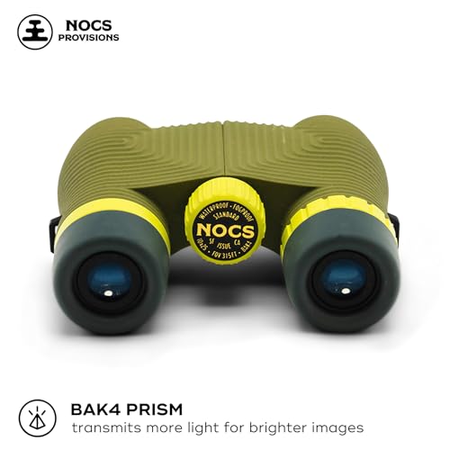 Nocs Provisions Standard Issue 10x25 Binoculars, Waterproof, Bird Watching | 10X Magnification, Bak4 Prism, Wide View Multi-Coated Lenses, Hiking & Backpacking, Adults & kids - color: Olive Green, size: 10x25