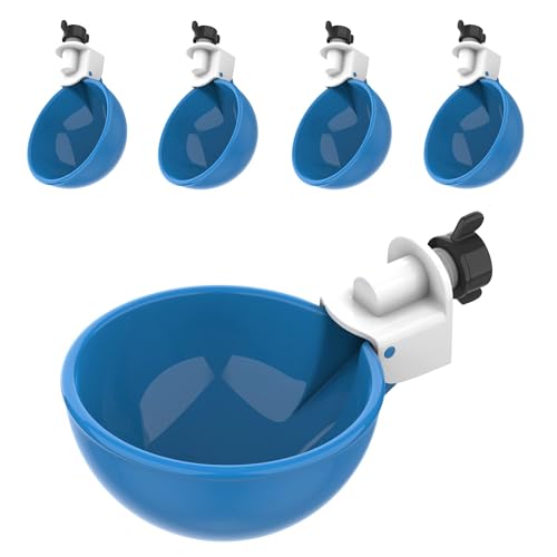 Lil Clucker - Blue Large Automatic Chicken Waterer Cups Suitable for Ducks, Geese, Turkeys, and Bunny Rabbit - Water Feeder Kit - Poultry Waterer - Pack of 5 - size: 5-Pack