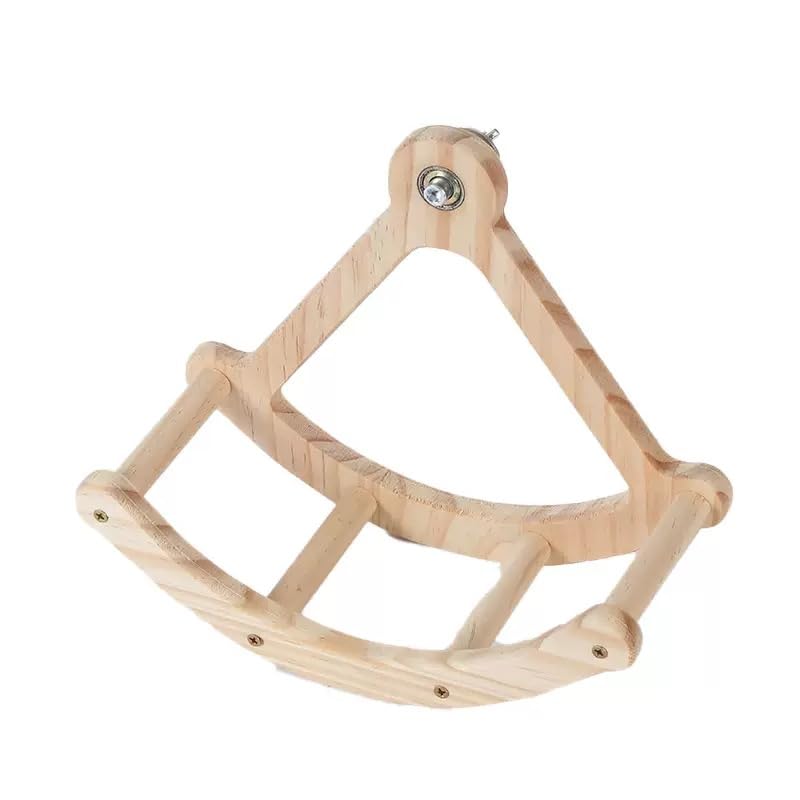 Bird Perch Toy for Window and Cage,Interactive Rocking Parakeet Toy and Perch, Wooden Birds Enrichment Toy for Parrot,Toy Fun and Accessories Suitable for All Medium Birds,Natural.