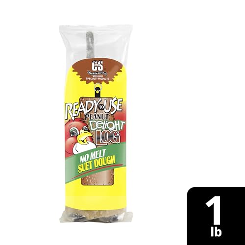 C&S Peanut Delight No Melt Suet Dough Log, Suet Dough for Wild Birds, 1 pound