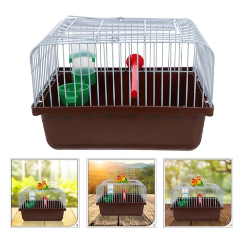Toddmomy Portable Bird Cage Bird Carrier Travel Cage with Perch Food Box and Water Dispenser Spacious Small for Parakeet Finch Canary 9.29 X 6.57 X 6.29 in - color: Coffee