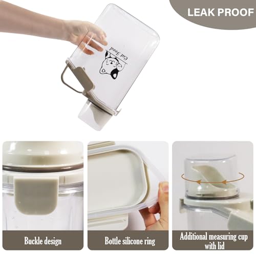 Pet Food Storage Container with Measuring Cup and Pour Spout - Airtight, Leakproof, Portable Pet Food Dispenser for Travel - 2.8L - color: CAT