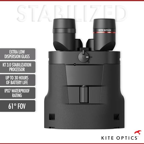 Kite Optics APC STABILIZED 18x50 ED High Performance Binoculars for Hunting and Bird Watching/Marine Use - 18x Magnification with Image Stabilization, IPX 7 Waterproof, Li-Ion Battery, +30 Hours - style: Li-Ion Battery