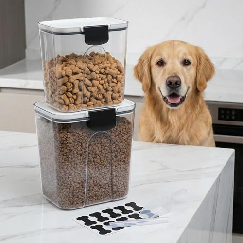 Dog Food Storage Container,4.9/2.9Qt Airtight Pet Food Storage Containers with Scoop, Plastic Cat Food Container with a Stickers & Pen,Dog Treat Container for Dog & Cat Treats,Bird Seed,BPA Free