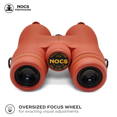 Nocs Provisions Field Issue Compact 10x42 Waterproof Binoculars, Shockproof | Fogproof,10X Magnification, Bak4 Prism, Multi-Coated Lens, Adults & Kids, Hunting, Bird Watching, Hiking & Wildlife Viewing - color: Brick Red, size: 10x42