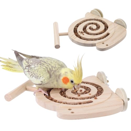 Bird Foraging Toys with Perch - Wooden Foraging Toys for Birds | Visible Slow Feeder Cage Accessories for Parakeets Cockatiels Budgies and Small Parrots