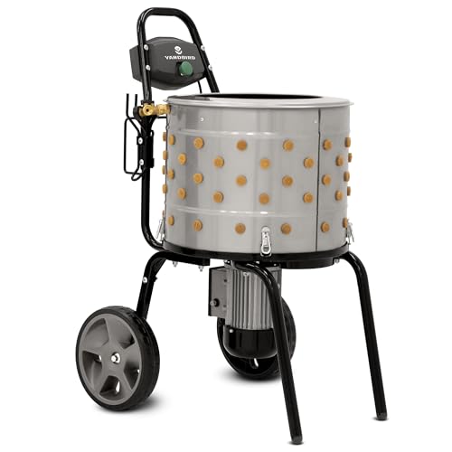 Yardbird 44204 Chicken Plucker, Easy On/Off Button, Integrated Hose and Cord Hooks, 20" Stainless Steel Tub, 1.2 HP Motor, 111 Natural Soft Fingers, Integrated Irrigation Ring and Included Y-Valve - style: CHICKEN PLUCKER