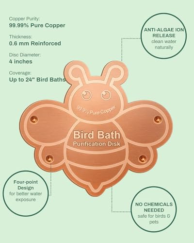 OICEME Bird Bath Purification Disk Pure Copper Outside Winter Solar Power Birdbath Outdoor Winter Backyard Humming Feeder Cage Dispenser Heater Bowl Pedestal Fountain Cleaner Garden Women Gift Bee - color: Copper Bee