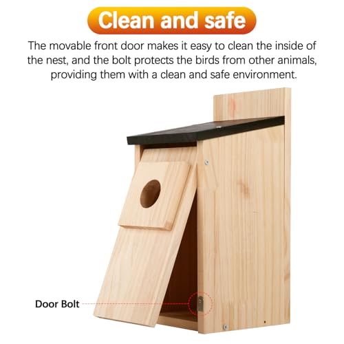 Birdhouse, Bird Houses for Outside, Weatherproof Bird House for Outdoors Cedar Bluebird House with Natural Wooden, Sturdy Nest Box for Chickadees, Titmice, Cardinals, Wrens