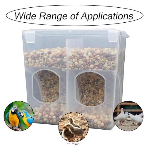 Automatic Pigeon Bird Feeder Water, Plastic Feeder Water Dispenser Drinkers for Cage, No Mess Hanging Parrot Food Bowl Container, Cage Accessories for Parakeet Quail Bird Chicken (2 Hole-Hook) - size: 2 Hole-Hook