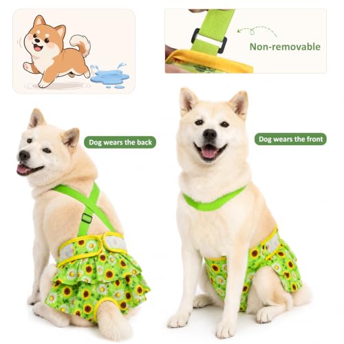 3 Pack Washable Female Dog Diapers with Adjustable Suspender（Non-Removable Suspender Design - size: M