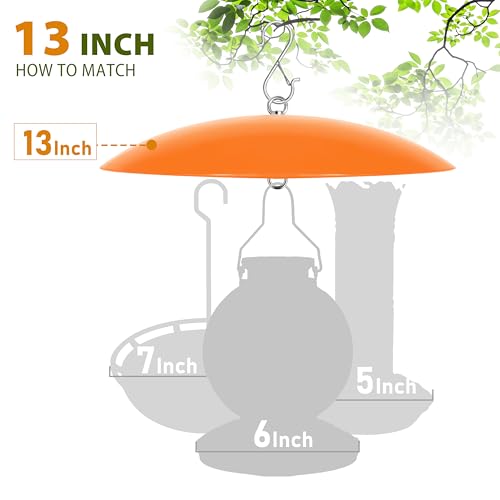 13" Bird Feeder Rain Guard, Hummingbird Feeder Shade Dome Cover, Hanging Baffle for Bird Feeder Pole,Smart Birds Feeder's Umbrella(Translucent Orange), 1 Pack - color: Translucent Orange, size: 13Inch / 1 Pack