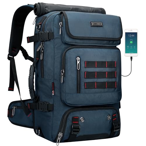 WITZMAN Carry on Travel Backpack for Men Airline Approved Fits 16" Laptop | Nylon 3 in 1 Luggage Duffle Bag with USB Charging Port, Shoe Compartment, For Weekend Getaway, Overnight Trip, B682 Blue - color: 04.blue
