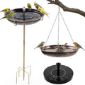 Glooglitter 32" H*12" W Bird Bath with Solar Fountain Fountain Hanging & Freestanding 2 in 1 Outdoor Garden Decor Metal Ground Stake with Solar Pump for Birds Patio Yard 1 Gallon Antique Bronze