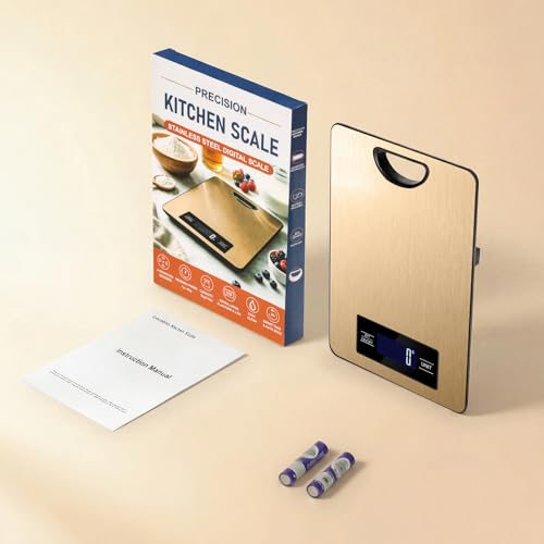 Food Scale, Digital Kitchen Scale with Hanging Loop, 11lb Baking Scale | 1g Accuracy, g/oz,etc.5 Unit Conversion, Tare Function, Fingerprint-Resistant Steel, Suitable for Cooking, Baking ,Meal Prep - color: Champagne gold