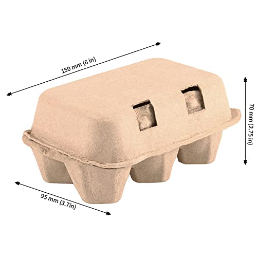JAPCHET 50 Pack Egg Cartons - 6 Count, Paper Pulp Egg Tray Holder, Biodegradable for Family, Farm, Market