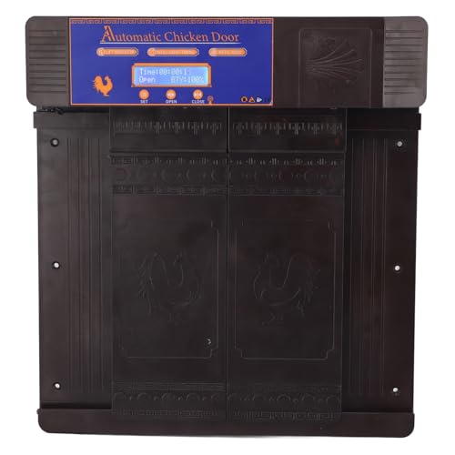 Automatic Chicken Coop Door Opener, Intelligent Double Open with Timer LED Display Solar Powered, with Anti Pinch Function, for Chickens Ducks Geese Poultry (Dark Brown) - color: Dark Brown