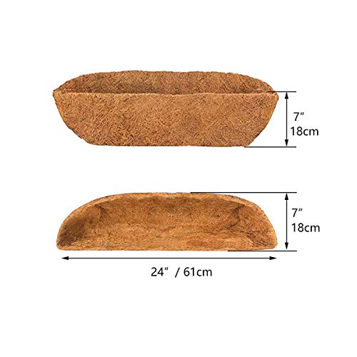 2pcs Trough Coco Liner 24 inch Wall Planter Replaceable Coco Liner for Window Box, Fence Flower Baskets - size: 24 in -2pcs