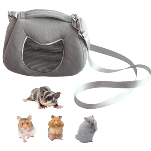 Small Pet Carrier Bag with Adjustable Shoulder Strap Hamster Travel Cage Breathable Carrier Portable Travel Carrier for Birds Sugar Glider Golden Hamsters (Grey) - color: Grey
