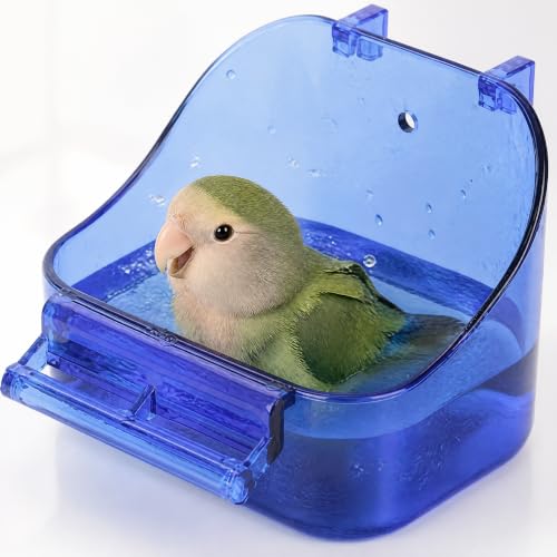 YJJKJ Pet Bird Bath Box, Bird Caged Parrot Bathing Tub, Bird Cage Accessory Bathing Tub Bath for Small Brids Parakeet Canary Budgerigar Lovebirds (Random Color) - color: Random Color