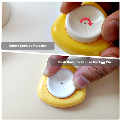 Magenetic Egg Piercer for Raw Eggs to Get Good Hard Boiled Eggs, Egg Poker with Safety Lock Egg Pin, Easy Egg Peeler By Punching Hole at Bigger End of the Egg Before Boiling, 2 Pack - color: Yellow,White