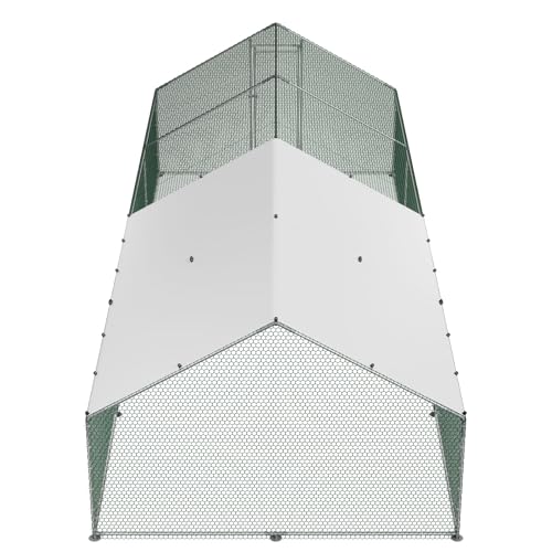 VEVOR Large Metal Chicken Coop with Run, 9.8x26.5x6.5 ft Walk-in Chicken Runs for Yard with Cover, Spire Roof Hen House with Security Lock for Outdoor and Backyard, Farm, Duck Rabbit Cage Poultry Pen - size: 314.9"L x 118.1"W x 78.7"H