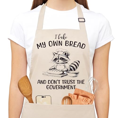 Sourdough Apron for Women with Deep Pockets - Funny Bakers Apron, Unique Sourdough Gifts for Women & Bread Bakers, Adjustable Kitchen Apron for Mom, Mother’s Day Baking Gift - B12 - color: I Bake My Own Bread 2