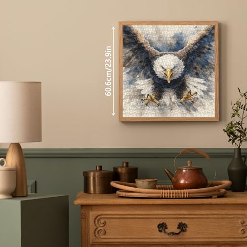 Impossible Bald Eagle Puzzles for Adults 1000 Pieces, Bird Ink Art Jigsaw Puzzles, Watercolor Animal Wildlife Puzzles - color: Pt-1315