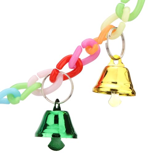 Hypeety Colorful Bird Bell Toys Parakeet Cage Hanging Chew Bells for Parrot | Bright colorful bells, chewable, safe materials, fits most cages, easy to hang, reduces boredom, for small parakeets, 5 bells - color: Swing Bell