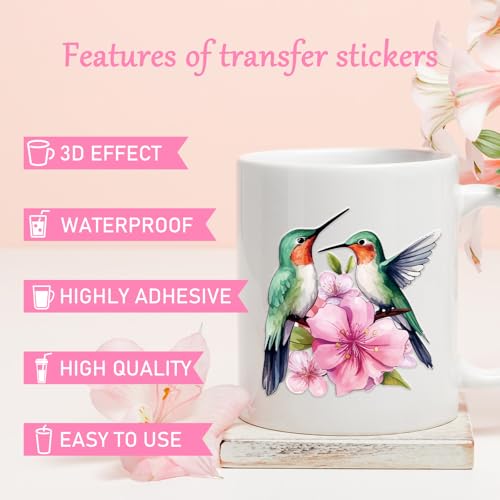 Rngmsi Vintage UV DTF Cup Wrap - 20 Sheets Flower Bird UV DTF Cup Wraps for 16 oz Cardinal Dragonfly Bee UVDTF Decals for Glass Waterproof Nature Rub on Transfer Stickers DIY Crafts - style: Flower Bird