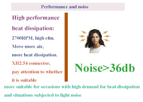 12025 Cooling Fan 120mm x 120mm x 25mm DC 12V 2Pcs Dual Ball Bearings Brushless 2Pin XH2.54 2700RPM