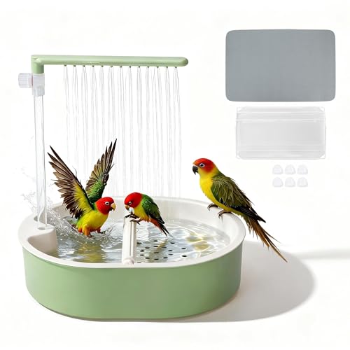 Automatic Parakeet Bird Bath, Fountain Birdbath with USB, 1 Set | for Pet Birds, Cockatiel Lovebird, Easy-to-Use, Green