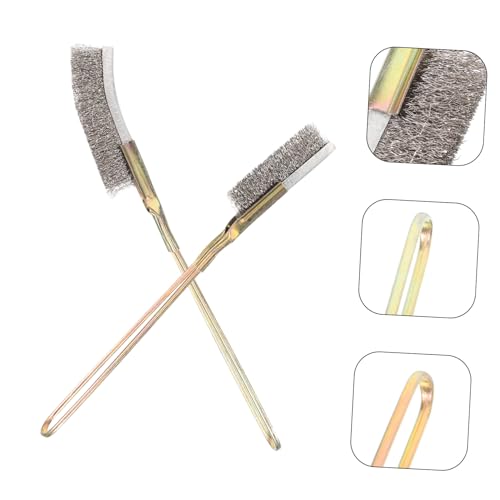 2pcs Bird Cage Cleaning Brush with Long Handles Stainless Steel Wire Bristles for Easy Maintenance Portable Lightweight Design Suitable for Birdcages Hanging for Convenient Storage